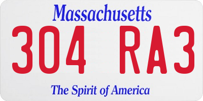 MA license plate 304RA3