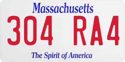 MA license plate 304RA4