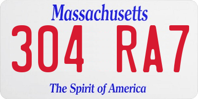 MA license plate 304RA7