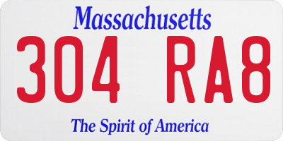 MA license plate 304RA8