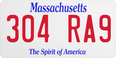MA license plate 304RA9