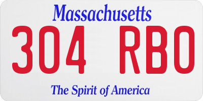 MA license plate 304RB0