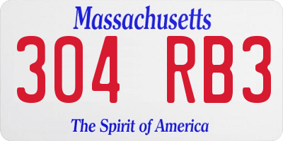 MA license plate 304RB3