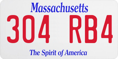 MA license plate 304RB4