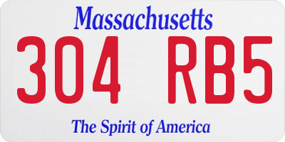 MA license plate 304RB5