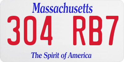 MA license plate 304RB7