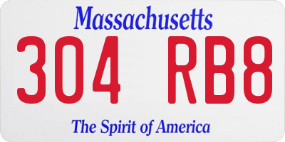 MA license plate 304RB8