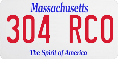 MA license plate 304RC0