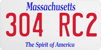 MA license plate 304RC2