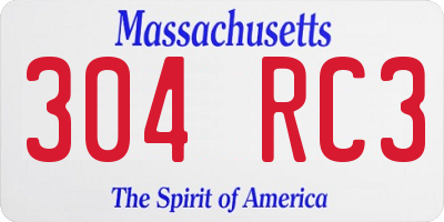 MA license plate 304RC3