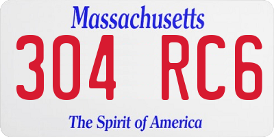 MA license plate 304RC6