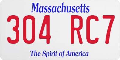 MA license plate 304RC7