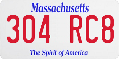 MA license plate 304RC8