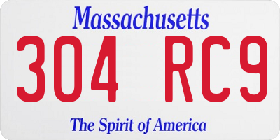 MA license plate 304RC9