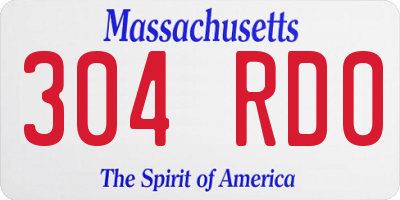 MA license plate 304RD0