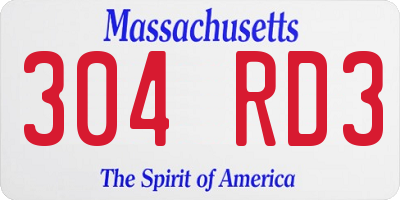 MA license plate 304RD3