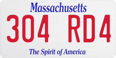 MA license plate 304RD4