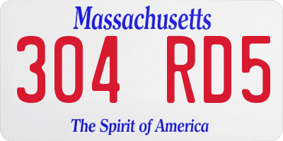 MA license plate 304RD5
