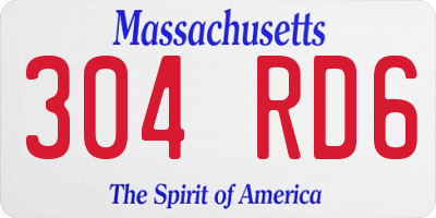 MA license plate 304RD6
