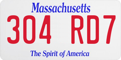 MA license plate 304RD7