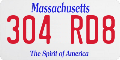 MA license plate 304RD8