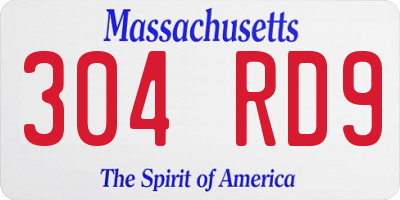 MA license plate 304RD9
