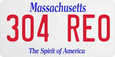 MA license plate 304RE0