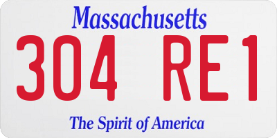 MA license plate 304RE1