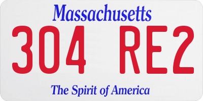 MA license plate 304RE2