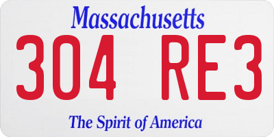 MA license plate 304RE3