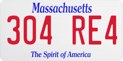 MA license plate 304RE4