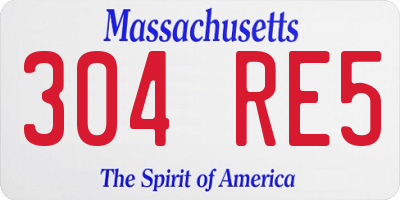 MA license plate 304RE5