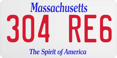 MA license plate 304RE6