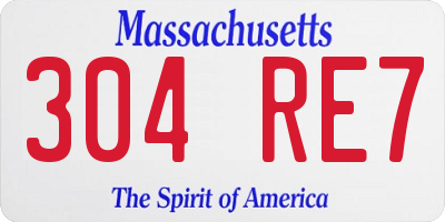 MA license plate 304RE7
