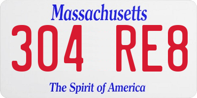 MA license plate 304RE8