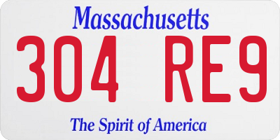 MA license plate 304RE9