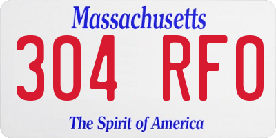 MA license plate 304RF0