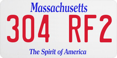 MA license plate 304RF2