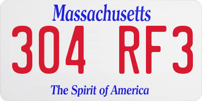 MA license plate 304RF3