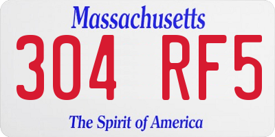 MA license plate 304RF5