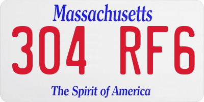 MA license plate 304RF6