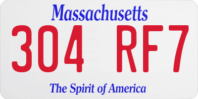 MA license plate 304RF7