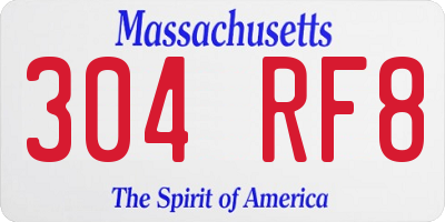 MA license plate 304RF8