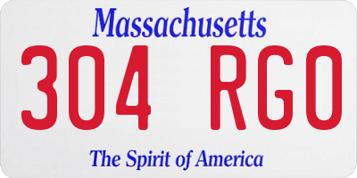 MA license plate 304RG0