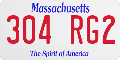 MA license plate 304RG2