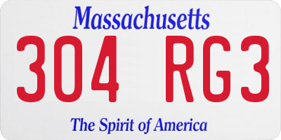 MA license plate 304RG3