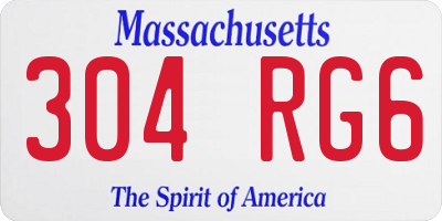 MA license plate 304RG6