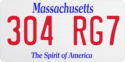 MA license plate 304RG7