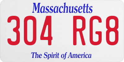 MA license plate 304RG8