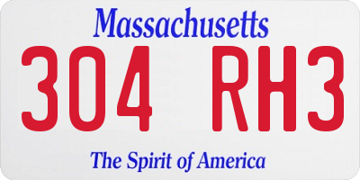 MA license plate 304RH3